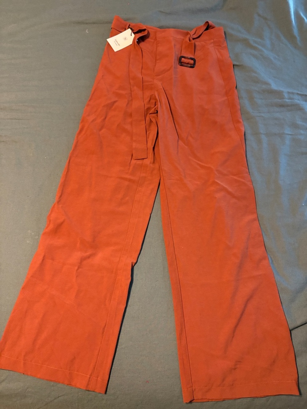 Women's Wide-Leg Belted Pants in Rust